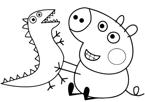 George Pig Plays With Dragon Coloring Page